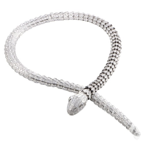 bulgari serpenti necklace in white gold and diamonds